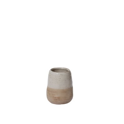 6" Cream and Tan Ceramic Vase