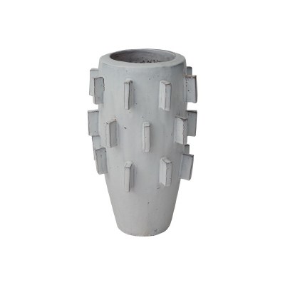 20" White 3D Bars Ceramic Vase