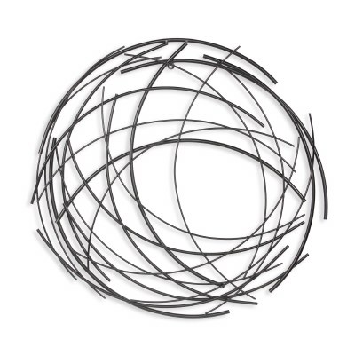 25" Round Black Abstract Metal Wall Art Plaque