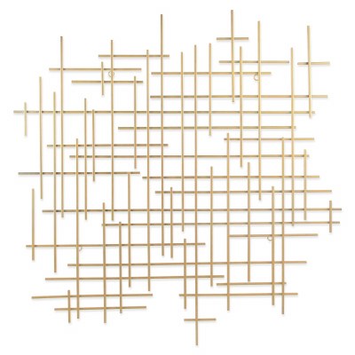 39" Gold Grid Metal Wall Art Plaque