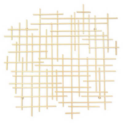 30" Gold Grid Metal Wall Art Plaque