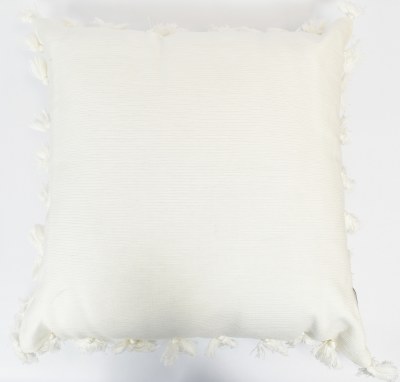 20" Sq White Decorative Pillow With Tassles