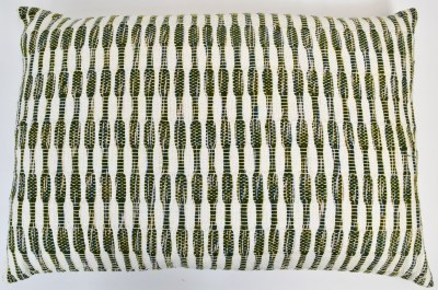 16" x 24" Green and White Stripes Decorative Pillow