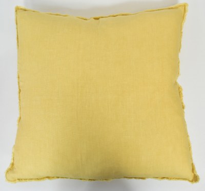 20" Sq Butter Yellow Fringe Decorative Pillow