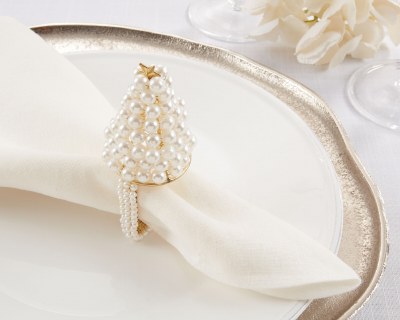 Faux Pearl Christmas Tree Napkin Ring