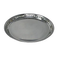 12" Round Silver and Mother of Pearl Rim Tray