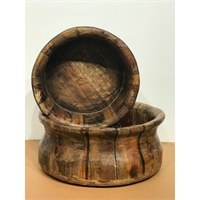 16" Round Dark Brown Wood Bowl