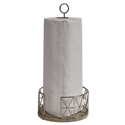 13" Silver "X" Wood Paper Towel Holder