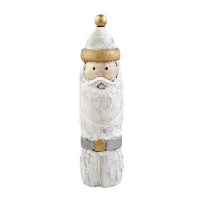 12" White and Gold Wood Santa Statue by Mud Pie