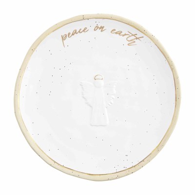 12" Round Angel "Peace on Earth" Platter by Mud Pie