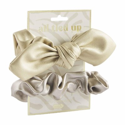 Faux Leather Gold Scrunchie by Mud Pie