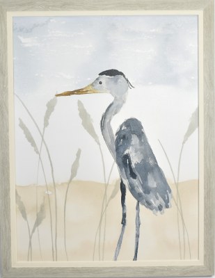 46" x 36" Gray Heron With Both Legs Down Gel Print With a Graywash Frame