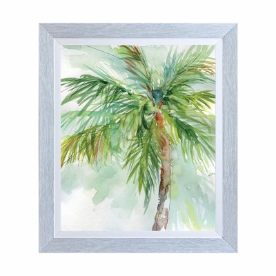 26" x 22" Green Palm Tree Top 1 Gel Print With a Graywash Frame