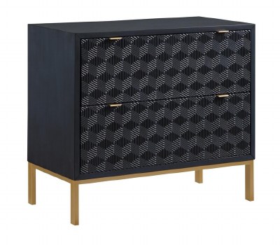 35" Navy Two Textured Drawers Cabinet