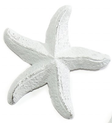 4" Distressed White Metal Starfish Plaque