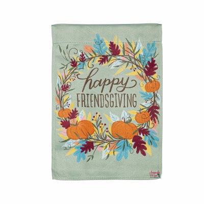 18" x 13" Mini "Happy Friendsgiving" Wreath Garden Flag