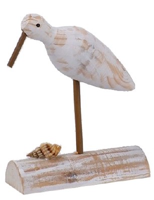 5" Distressed White Shorebird With Head Facing Down