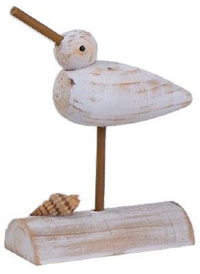 6" Distressed White Shorebird With Head Facing Up