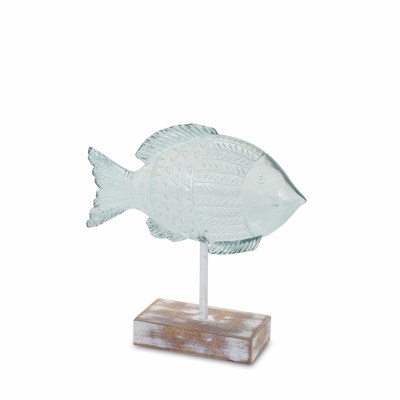 8" Green and Clear Resin Fish on a Stand