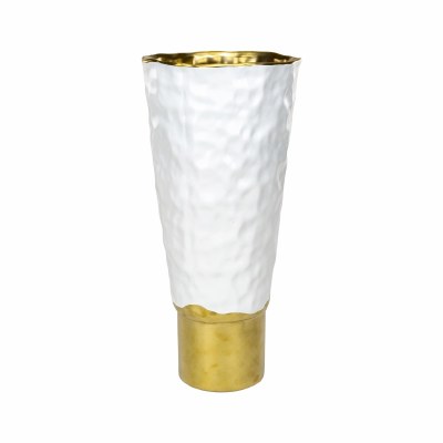 20" White and Gold Ceramic Vase