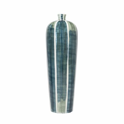 20" Blue, Green, and White Ceramic Vase