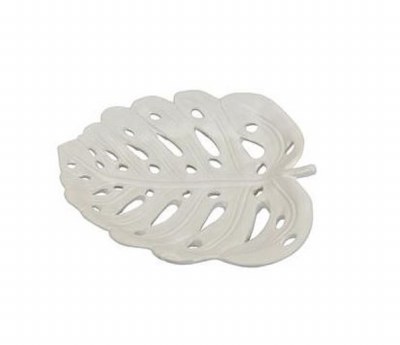 12" White Monstera Leaf Ceramic Platter
