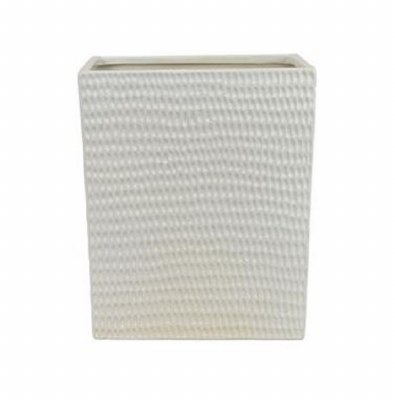 13" White Textured Rectangle Ceramic Vase