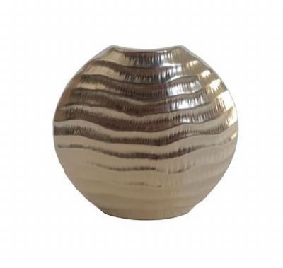 7.5" Matte Silver Ceramic Disk Vase