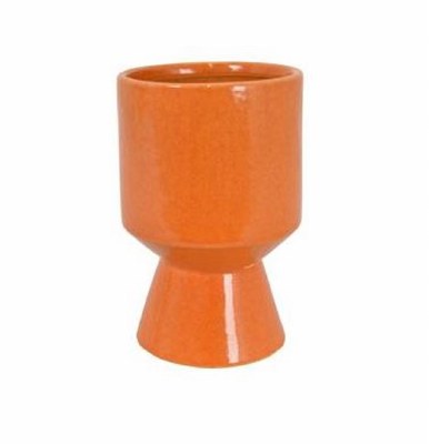 8" Orange Ceramic Pillar Candleholder