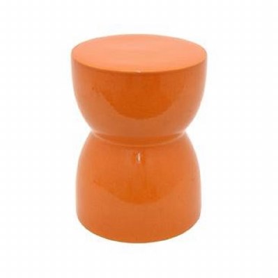13" Round Ceramic Orange Stool
