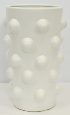 15" White Ceramic Dots Vase