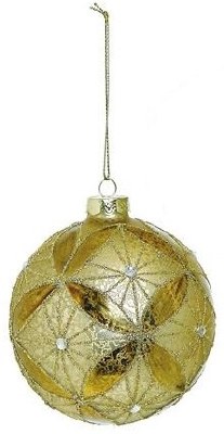 3" Gold and Copper Glass Ball Ornament