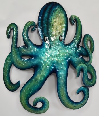 22" Blue Capiz Octopus Coastal Wall Art Plaque