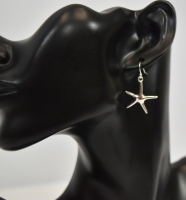 1" Silver Toned Starfish Dangle Earrings