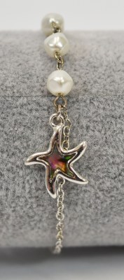 Silver Toned Abalone Starfish Anklet