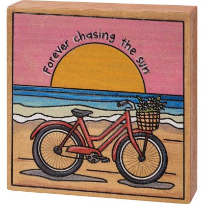 4" Sq Multicolor "Forever Chasing the Sun" Plaque