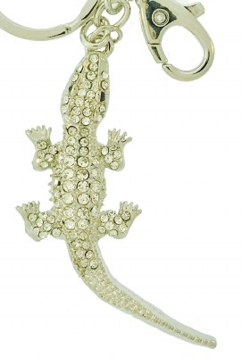6" Silver Alligator Bling Key Ring