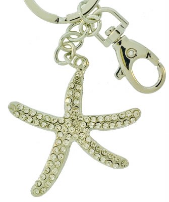 5" Silver Starfish Bling Key Ring