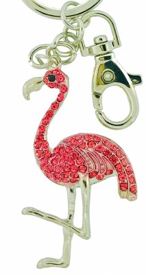6" Pink Flamingo Bling Key Ring