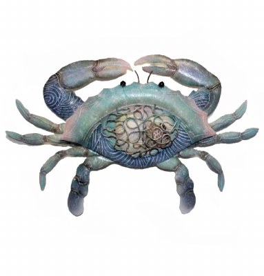 8" x 11" Multipastel Crab With Shells Capiz Wall Plaque