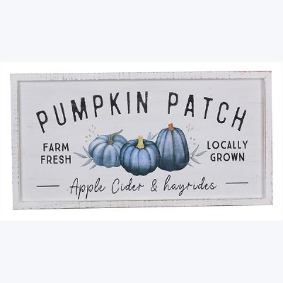 11" x 22" Blue Pumpkin Patch Wall Plaque Fall and Thanksgiving Decoration