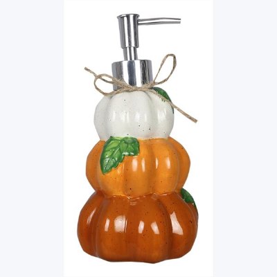 8" Pumpkin Stack Cermaic Soap Pump Fall and Thanksgiving Decoration