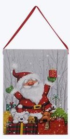 8" x 6" LED Santa With Gifts Canvas