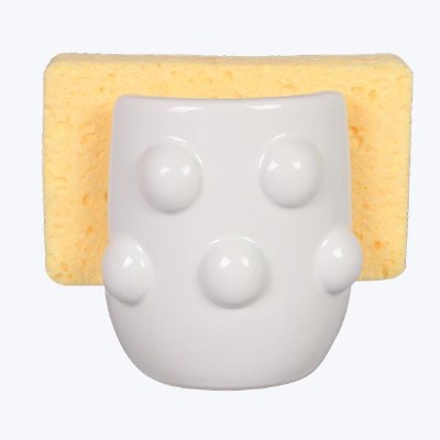 4" White Dots Sponge Holder