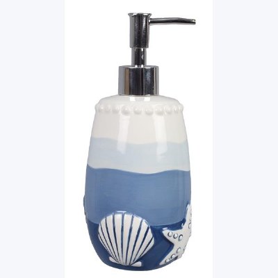 8" Blue and White Shell Soap Pump