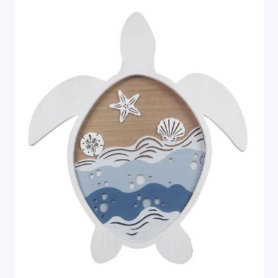 20" Blue and White Turtle Shape Wall Plaque