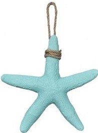 7" Aqua Starfish With Rope Plaque