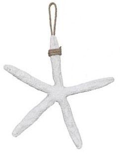 8" White Starfish With Rope Plaque