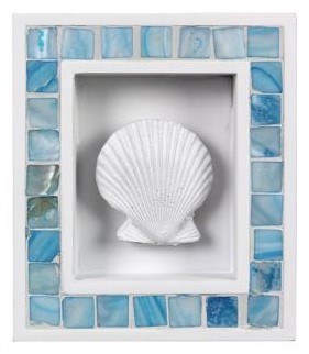6" x 5" Blue Mother of Pearl Scallop Shell Wall Plaque