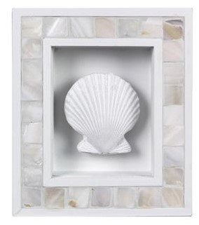 6" x 5" White Mother of Pearl Scallop Shell Wall Plaque